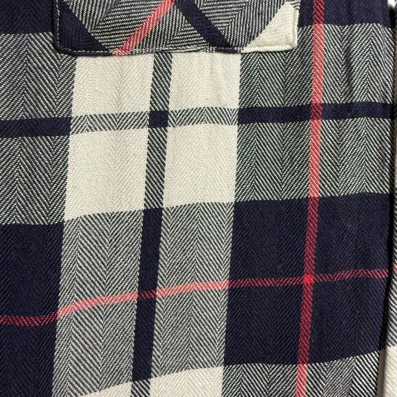 Rails Britt Plaid short sleeve rolled cuff rayon blouse white navy pink small - Picture 3 of 8